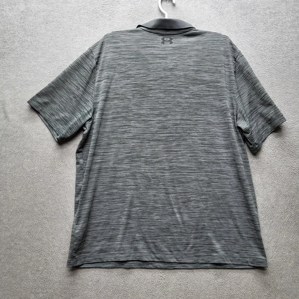 Under Armour Men Polo XL Gray Striped Performance‎ Polo Gorpcore Logo Short